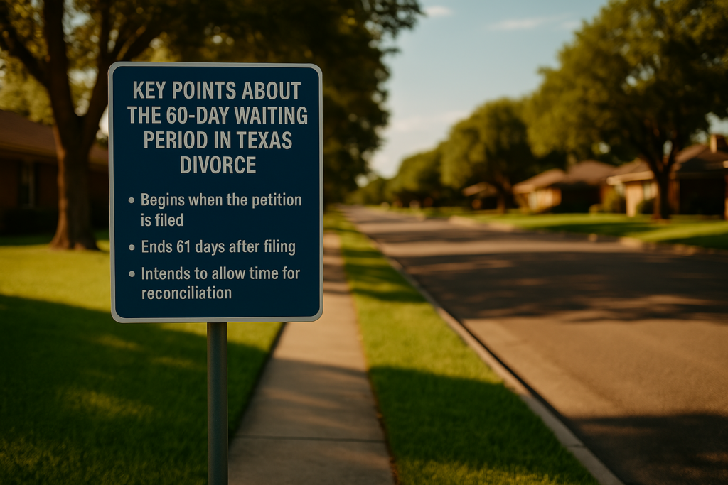 Key points about the 60-day waiting period in Texas divorce.