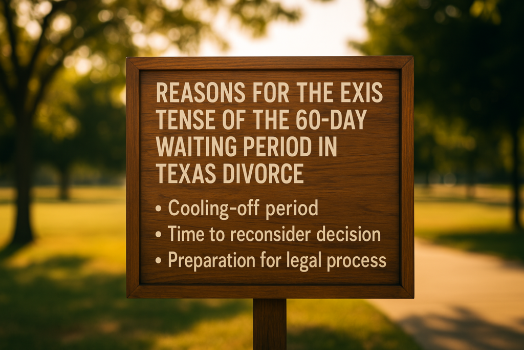 Reasons for the existence of the 60-day waiting period in Texas divorce.