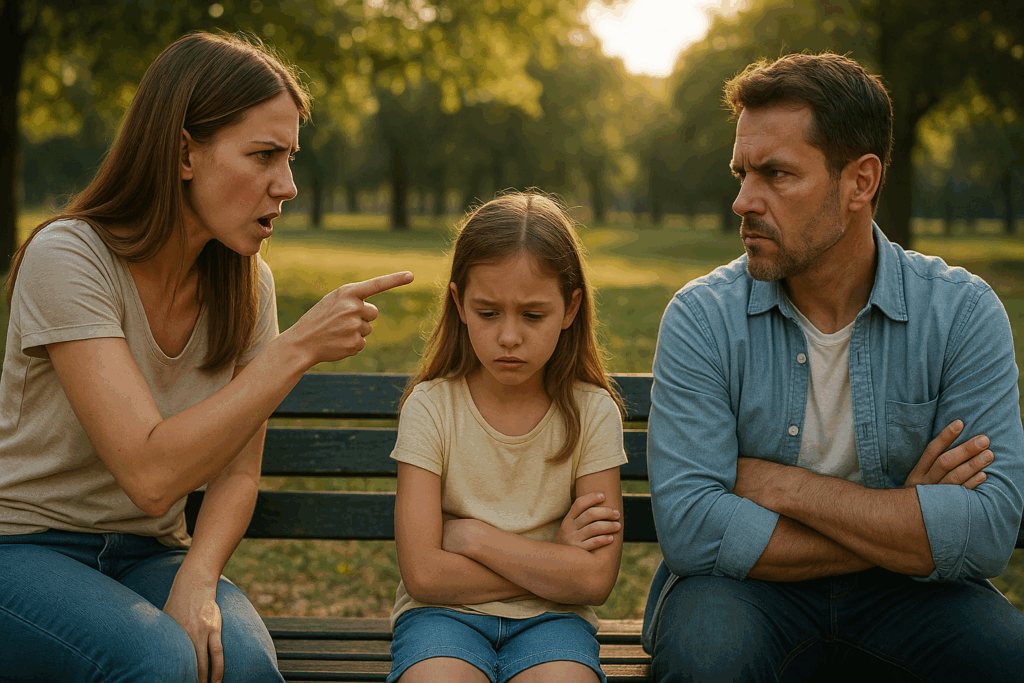 A parent criticizing the other parent in a child custody case.
